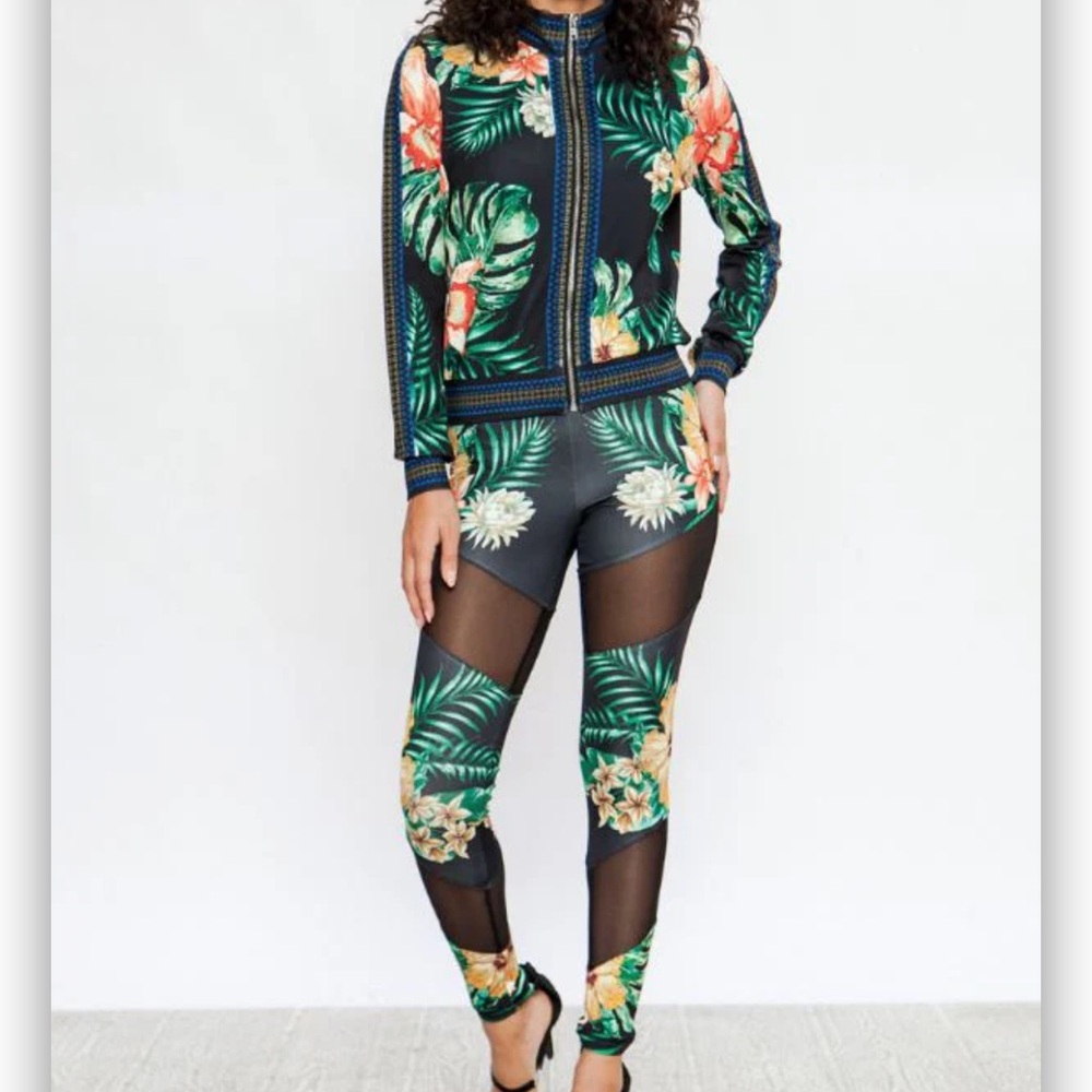 Tropical vacay tracksuit leggings set M